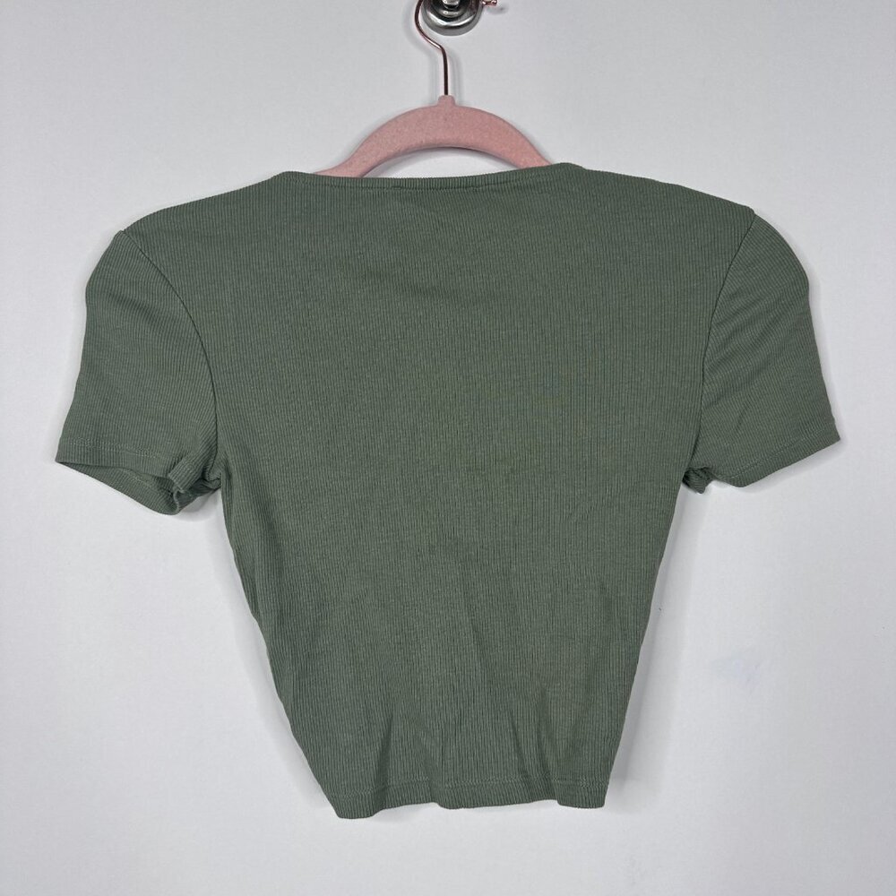 2/$30 ZARA Drawstring Detail Ruched Crop Top Olive Small #A1261 - Picture 7 of 11